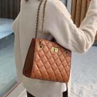 Faux Leather Chain Strap Quilted Shoulder Bag