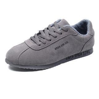 Fleece-lining Lettering Lace-up Sneakers