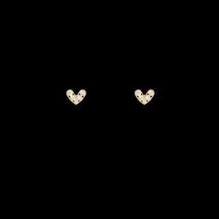 Rhinestone Heart Earring 1 Pair - S925 Silver Stud Earrings - Gold - One Size
