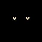 Rhinestone Heart Earring 1 Pair - S925 Silver Stud Earrings - Gold - One Size