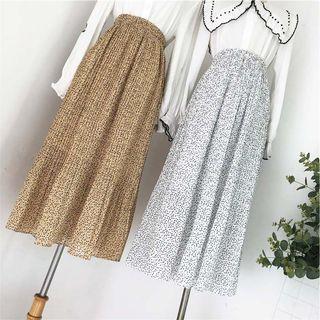 Print Midi A-line Pleated Skirt