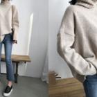 Turtle-neck Oversized Wool Blend Sweater