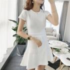 Bee Embroidered Short Sleeve Knit Dress