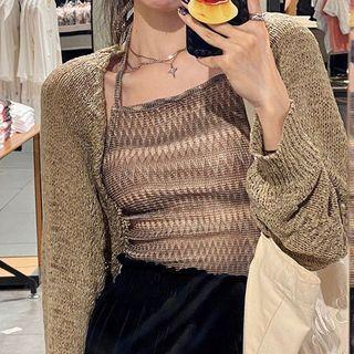 Halter Strap Knit Top / Cardigan