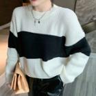 Two Tone Sweater Stripe - Black & White - One Size