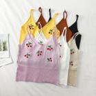 Cherry-embroidered Summer-knit Vest
