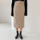 Belted Checked Midi Skirt