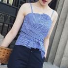 Striped Camisole Top / Side-slit Cropped Pants