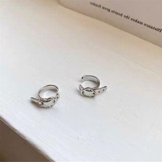 Heart Alloy Cuff Earring 1 Piece - Clip On Earring - Silver - One Size