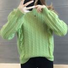 Lace Trim Cable-knit Sweater