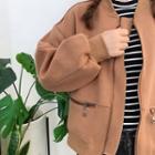 Plain Irregular Hooded Jacket