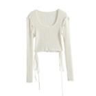 Detachable-sleeve Cropped Knit Top