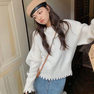 Plain Frayed Sweater