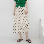 Dotted Midi A-line Skirt Light Almond - One Size