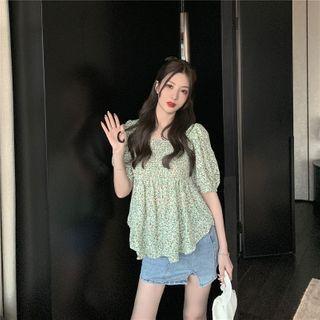 Floral Print Ruched T-shirt