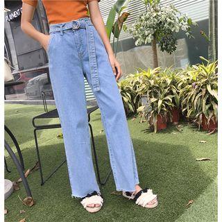 Wide Leg Jeans With Belt