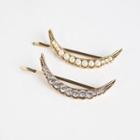 Set Of 2: Moon Hair Clip Set Of 2 - Gold - One Size