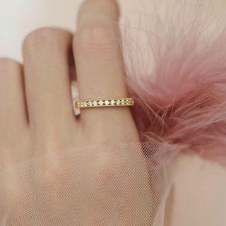 925 Sterling Silver Rhinestone Ring Gold - One Size