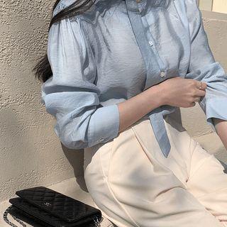 Collarless Shirt With Scarf