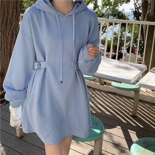 Plain Hooded A-line Mini Dress