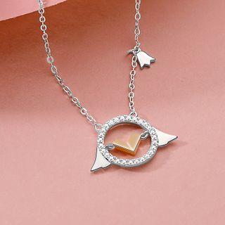 Alloy Rhinestone Pendant Necklace 1 Piece - Silver - One Size