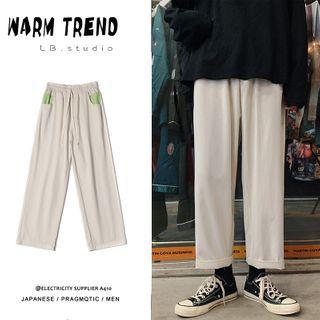 Contrast Pocket Straight-cut Pants