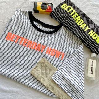 Neon-letter Stripe Boxy T-shirt
