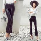 Faux-leather Boot-cut Cropped Pants