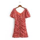 Short-sleeve Lettering Ruched Sheath Dress