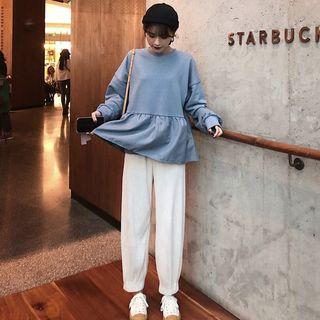 Ruffle Trim Pullover / Harem Pants