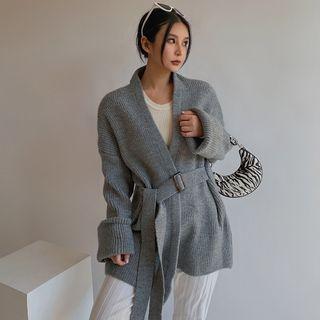 Open-front Loose Cardigan With Belt