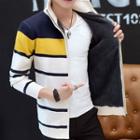 Fleece-lined Stripe Knit Jacket
