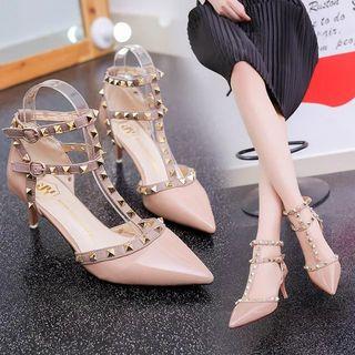 Studded High Heel Pointy Sandals