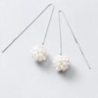 Beaded Drop Earring 1 Pair - Silver & White - One Size