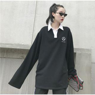 Loose-fit Long Polo Shirt Black - One Size