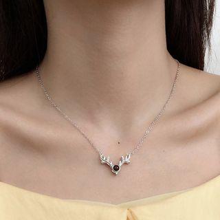 Faux Crystal Deer Pendant Necklace