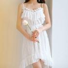 Spaghetti Strap Eyelet Lace Asymmetrical A-line Dress