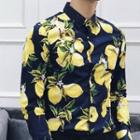 Lemon Printed Slim-fit Long-sleeve Shirt