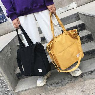 Two-way Plain Canvas Crossbody Bag