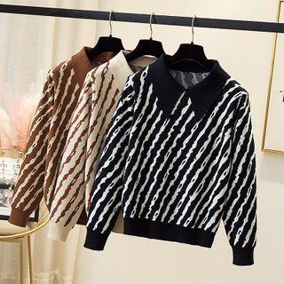 Zebra Print Collared Sweater
