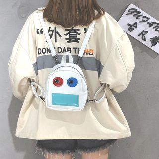 Faux Leather Color Panel Robot Mini Backpack