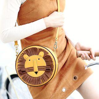 Lion Faux-leather Round Shoulder Bag