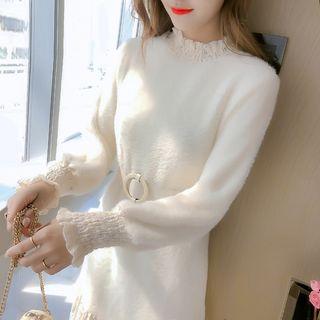 Lace Panel Knit Midi Dress