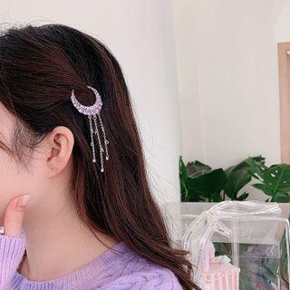 Moon Rhinestone Alloy Hair Clip Silver - One Size