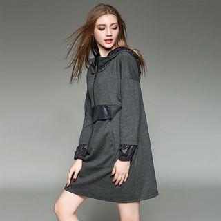 Panel Hooded Long-sleeve Dress