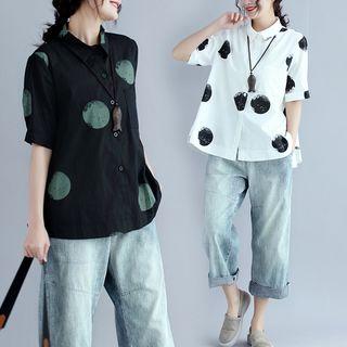 Spot Print Short-sleeve Shirt
