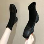 Elastic Block Heel Short Boots