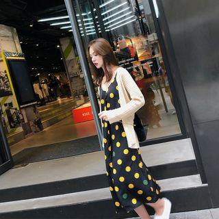 Set: Sleeveless Dress + Knit Cardigan