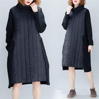 Mock Turtleneck Padded Pullover Dress