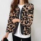 Round-neck Leopard Fleece Jacket